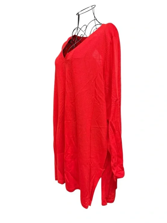 NWT Eileen Fisher Ultraline Merino Wool Bright Red V-Neck Tunic